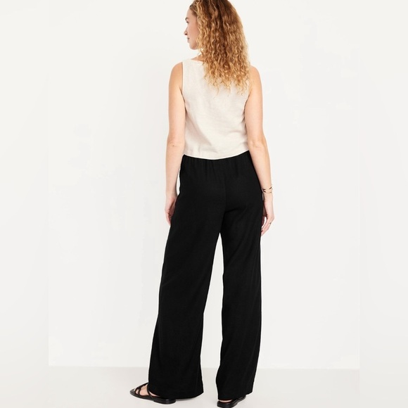 NWT! Black High-Waisted Linen-Blend Super Wide-Leg Pants - Multiple Sizes 🔹 - Picture 3 of 10